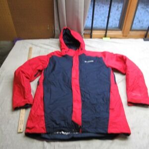 Columbia Jacket Men LRG Tall Red Insulated Rain Wind Thermal Removable Line 3in1